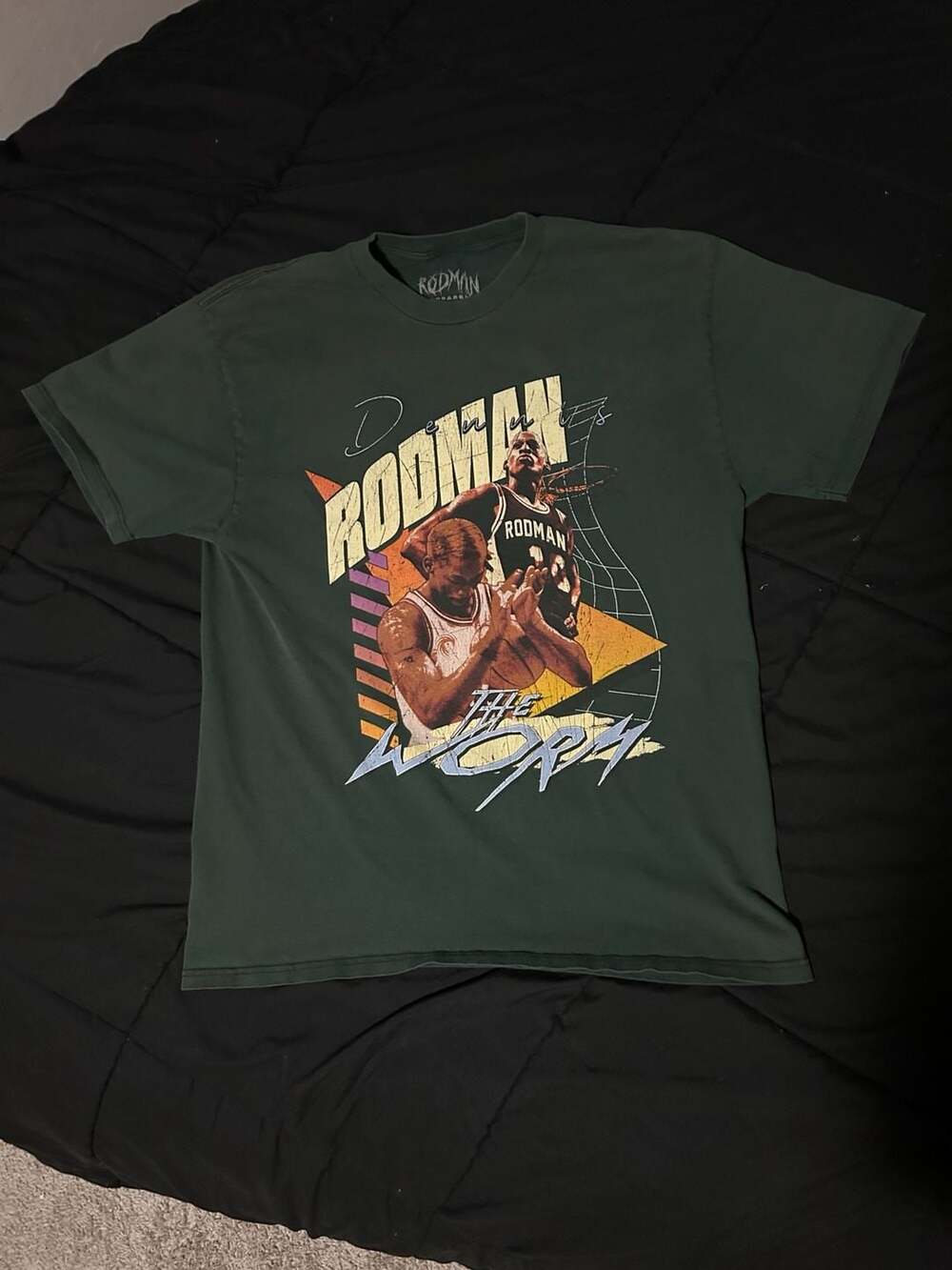 Rodman Apparel 'The Worm' Dennis Rodman Graphic T-Shirt Green Size Large